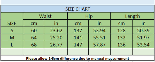 Size Chart of Natalia Dress