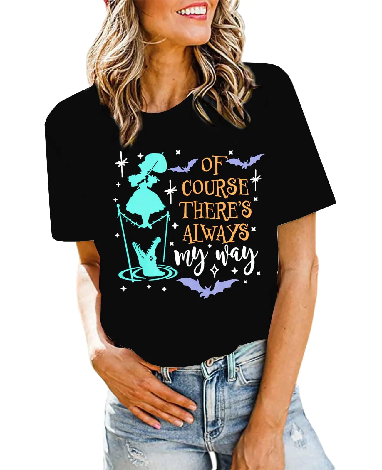 Beware of Hitch Hiking Ghost Shirt Women Funny Halloween Shirt Haunted Mansion Tshirt Hocus Pocus Fall Short Sleeve Top