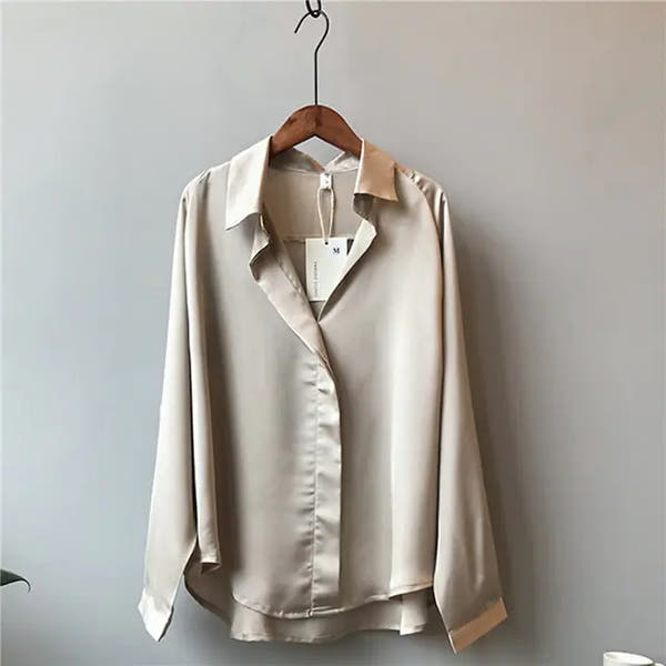 Chic V-Neck Silk Blouse - Elegant Style | Ember And Co