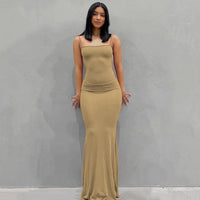 Elegant Satin Slip Backless Maxi Dress | Ember And Co