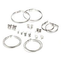 Heart-Shaped Bow Earrings Set - 9 Pairs