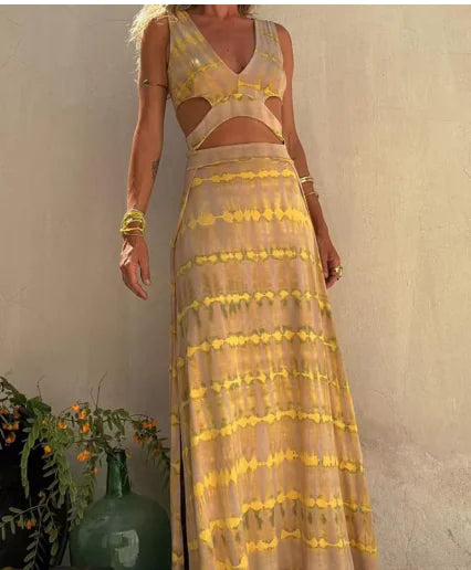 Printed Backless Long Dress | Ember And Co