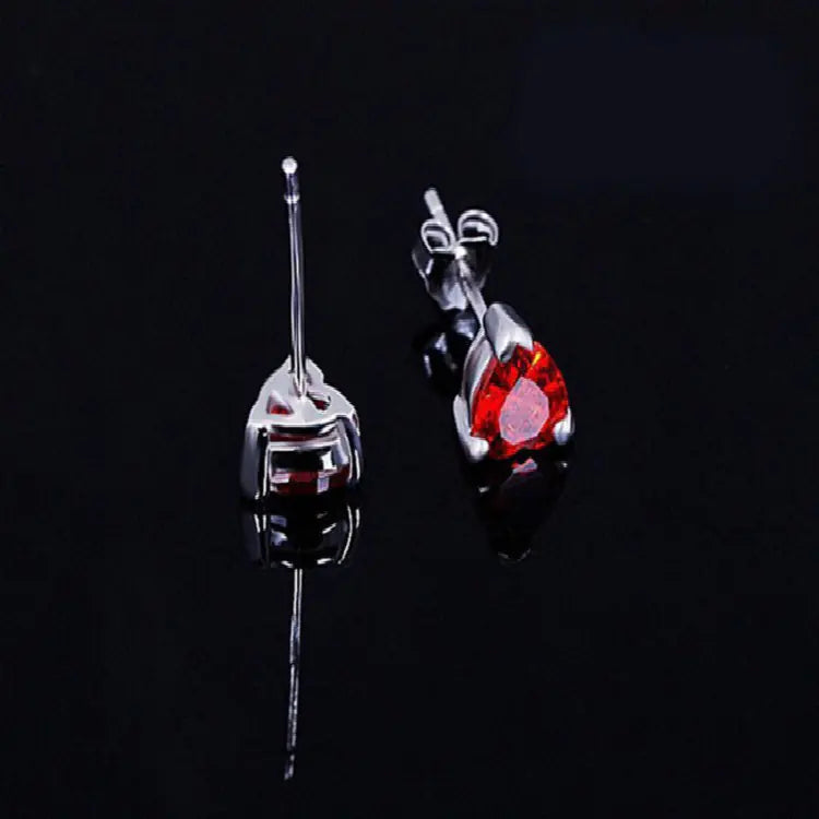 Heart-Shaped Zirconia Earrings and Necklace Set